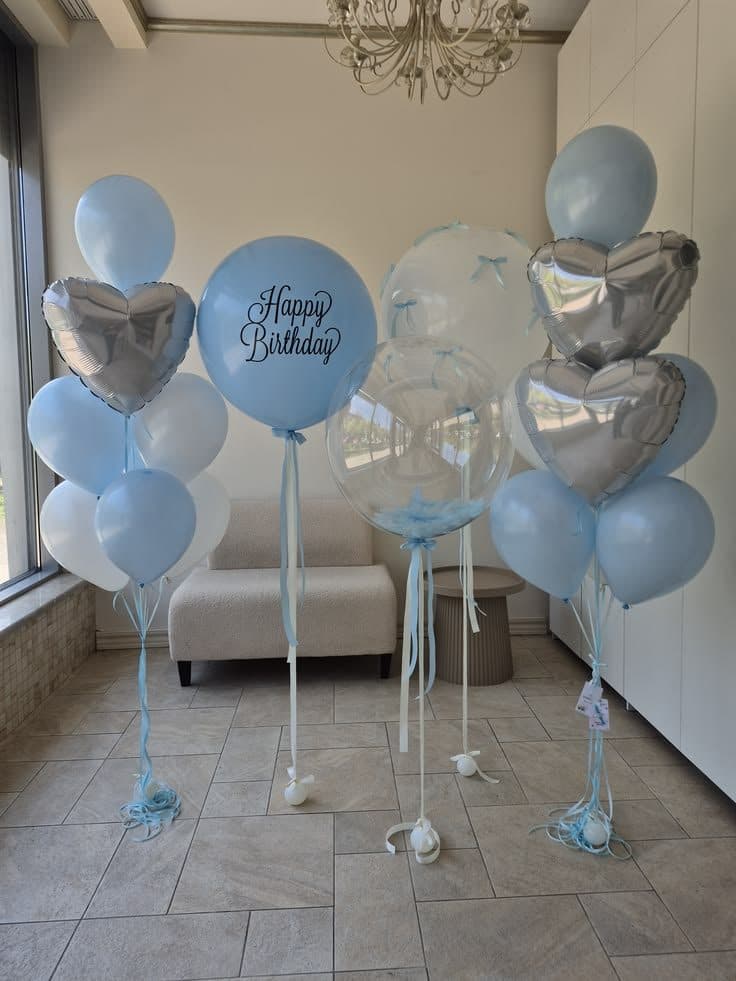 Light blue balloons bunch